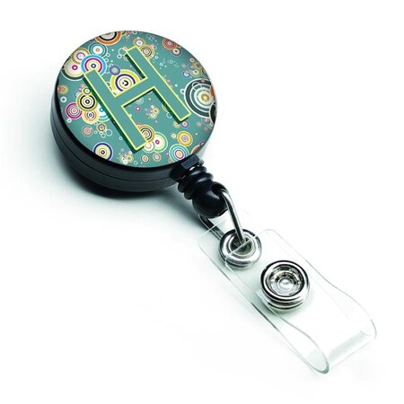 Carolines Treasures Carolines Treasures CJ2015-HBR Letter H Circle Circle Teal Initial Alphabet Retractable Badge Reel CJ2015-HBR